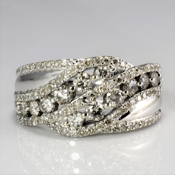 Pave & Channel Set Diamond Wide Band | 1.00 ctw, SZ 7.5 |