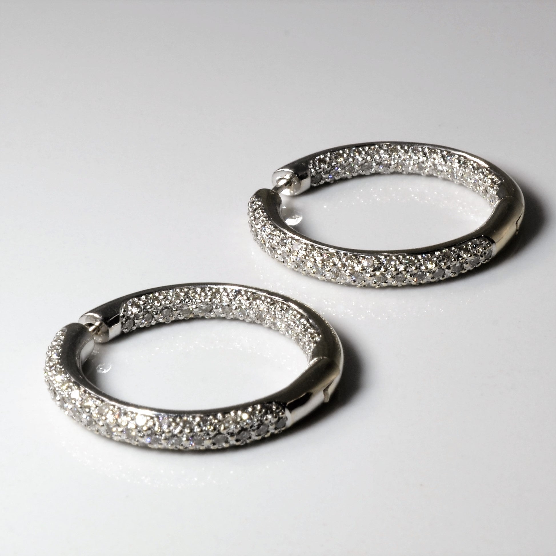 Inside Out Pave Diamond Hoop Earrings | 1.78ctw |