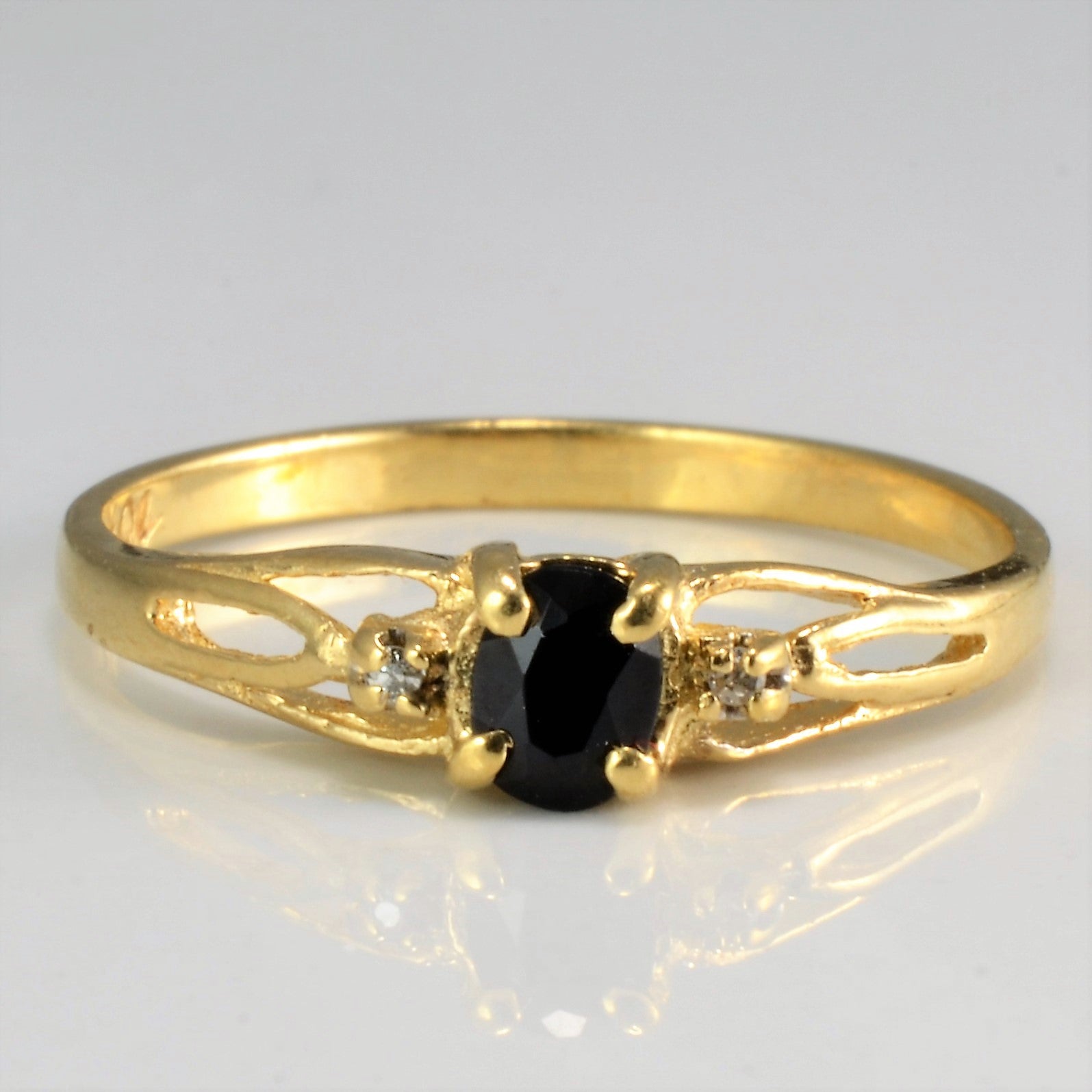 Three Stone Sapphire & Diamond Ring | 0.01 ctw, SZ 6 |