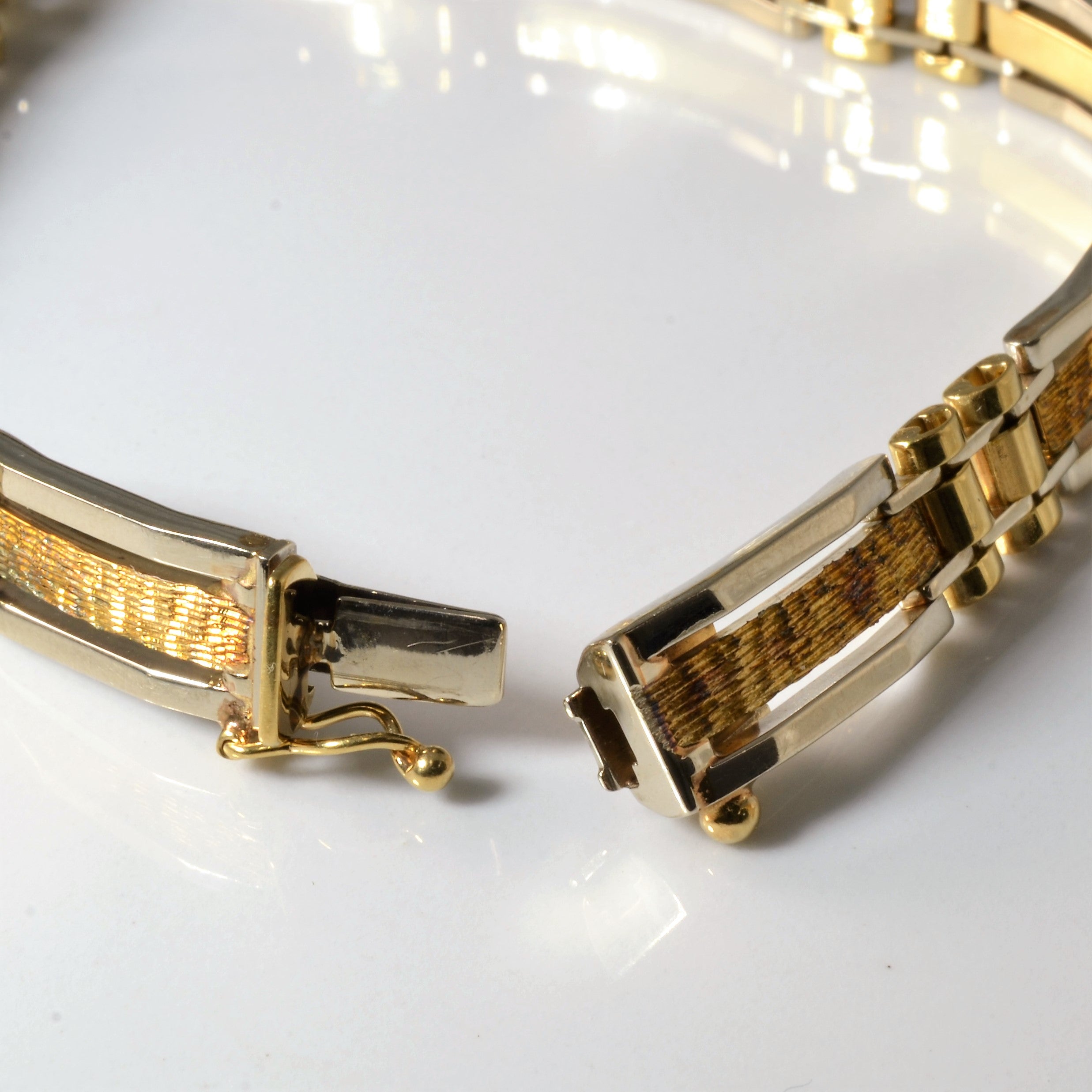 Two Tone Textured Link Bracelet | 8.5" |