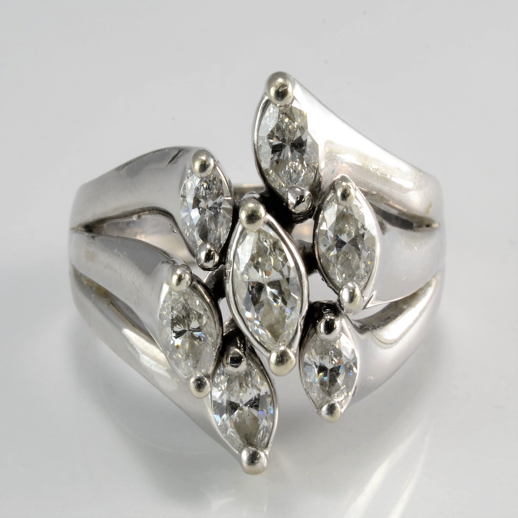 Unique Marquise Diamond Solid Ladies Ring | 1.25 ctw, SZ 8.25 |