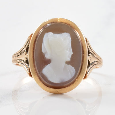 Antique Onyx Cameo Ring | 3.50ct | SZ 8.5 |