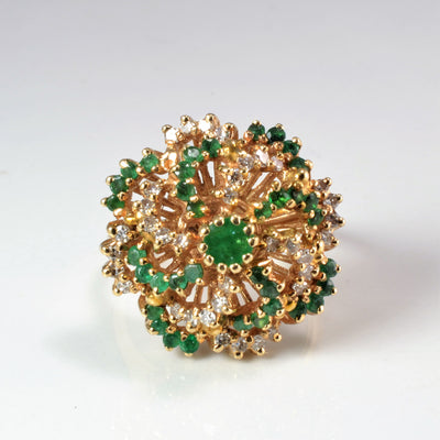 Cluster Diamond & Emerald Cocktail Ring | 0.32 ctw, SZ 5.5 |