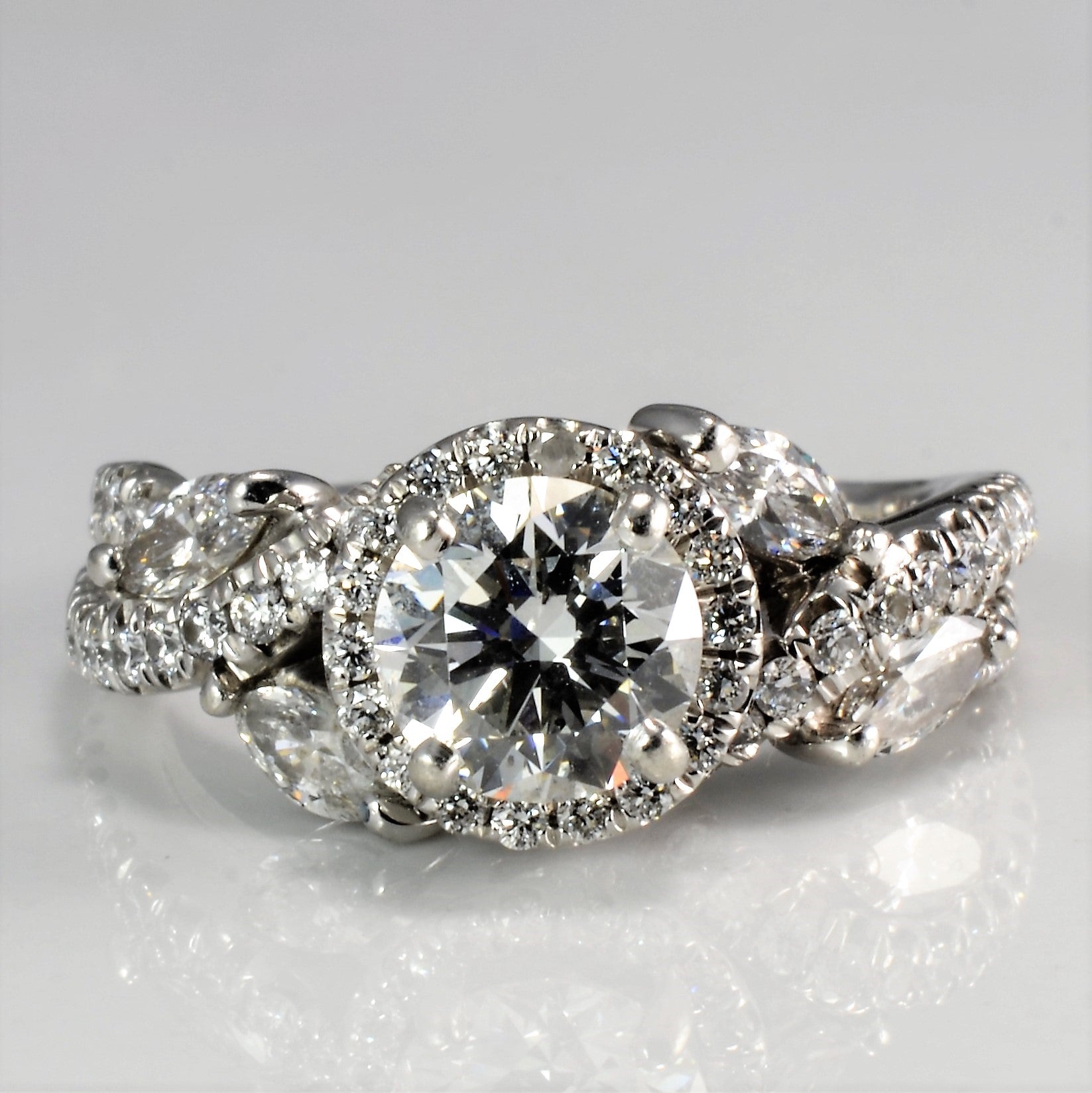 Hidden Sapphire GIA Diamond Halo Engagement Ring | 1.76 ctw, SZ 5 | SI2, G |