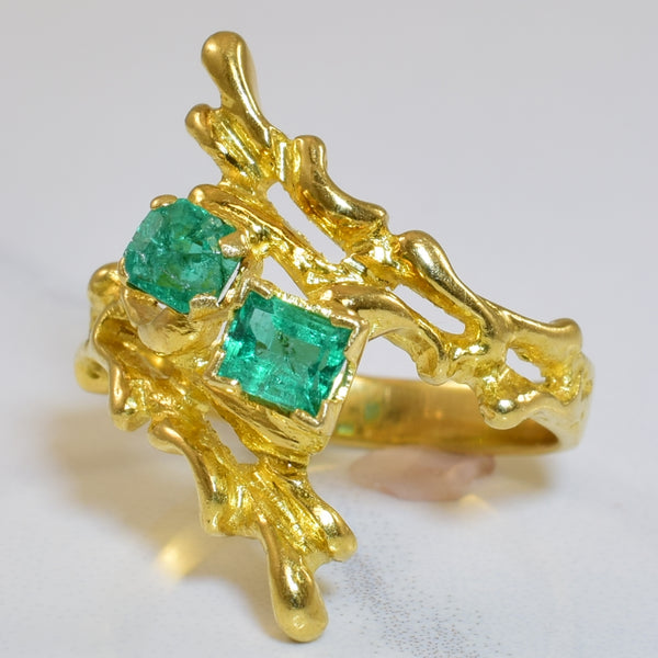 Abstract Emerald Bypass Ring | 0.50ctw | SZ 4.75 |