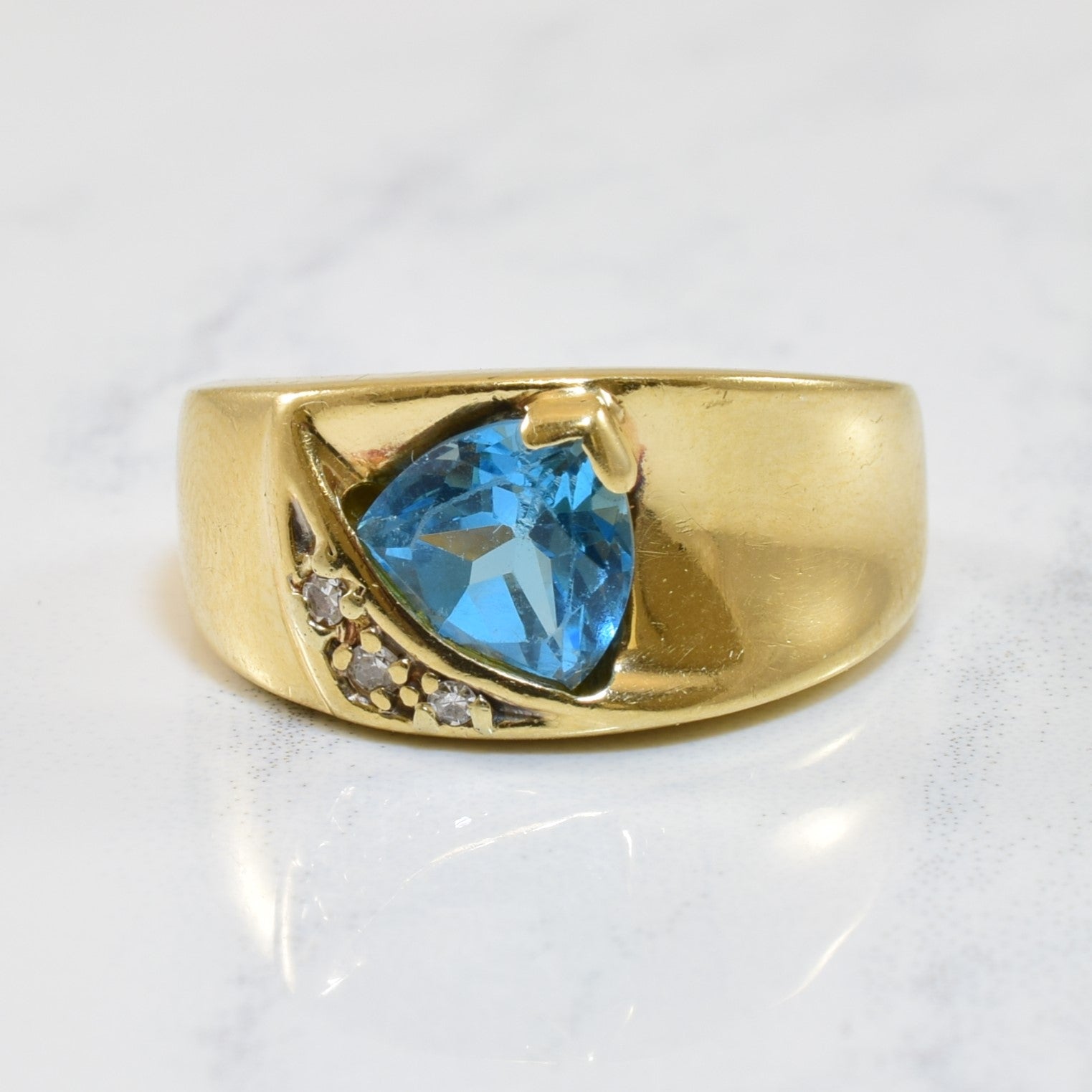 Blue Topaz & Diamond Cocktail Ring | 1.65ct, 0.03ctw | SZ 4.75 |