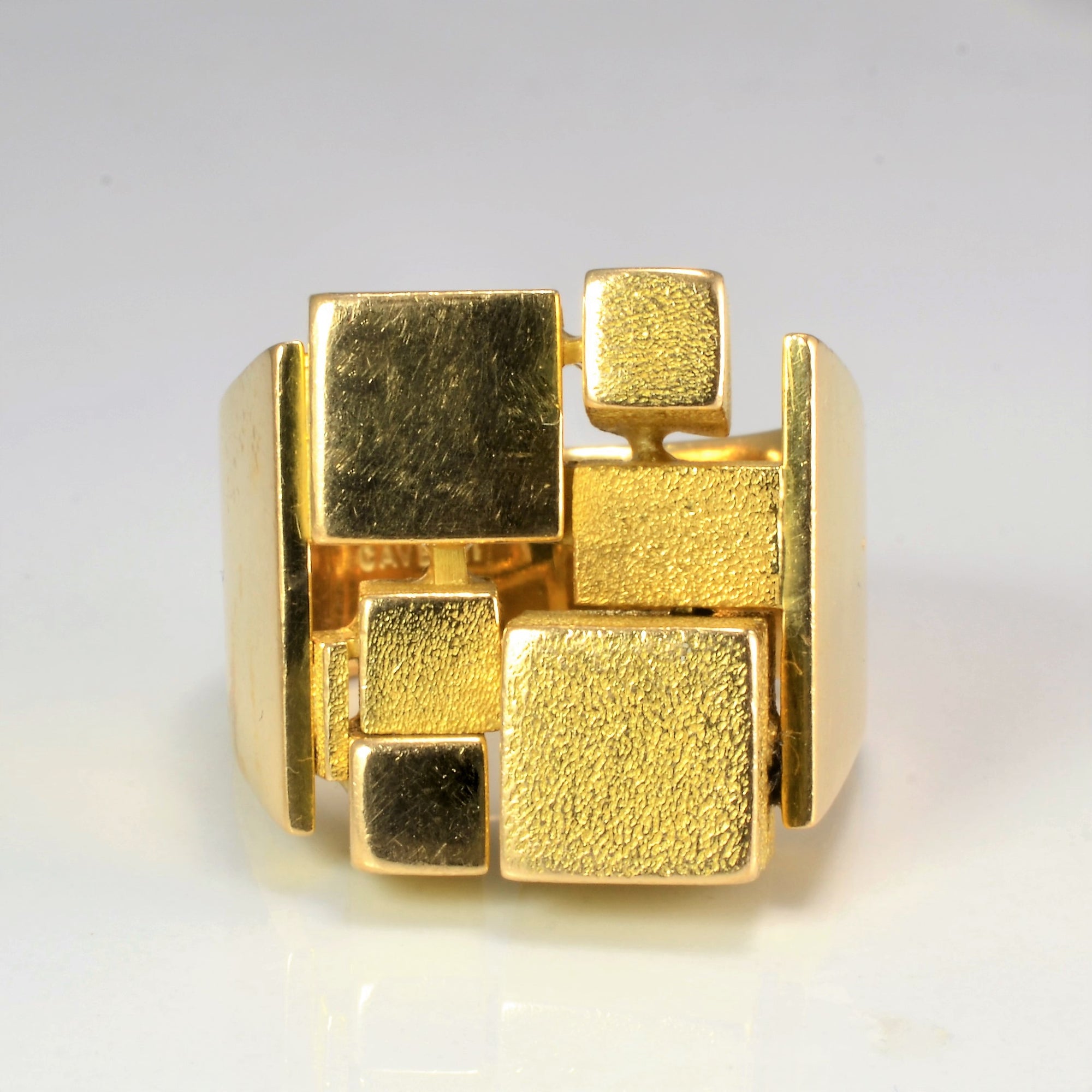 'Cavelti' Textured Gold Heavy Ring | SZ 10.25 |