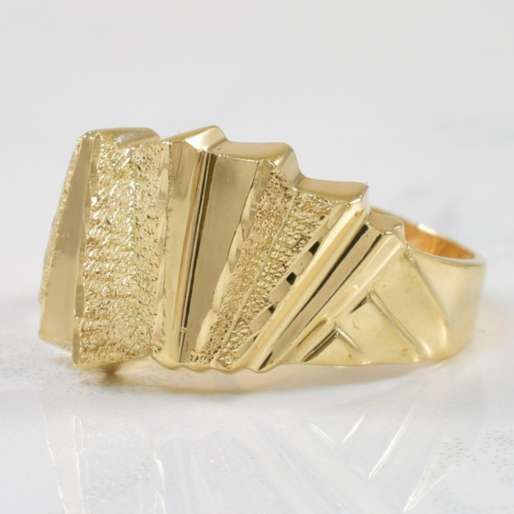 Yellow Gold Textured Geometric Ring | SZ 6.25 |