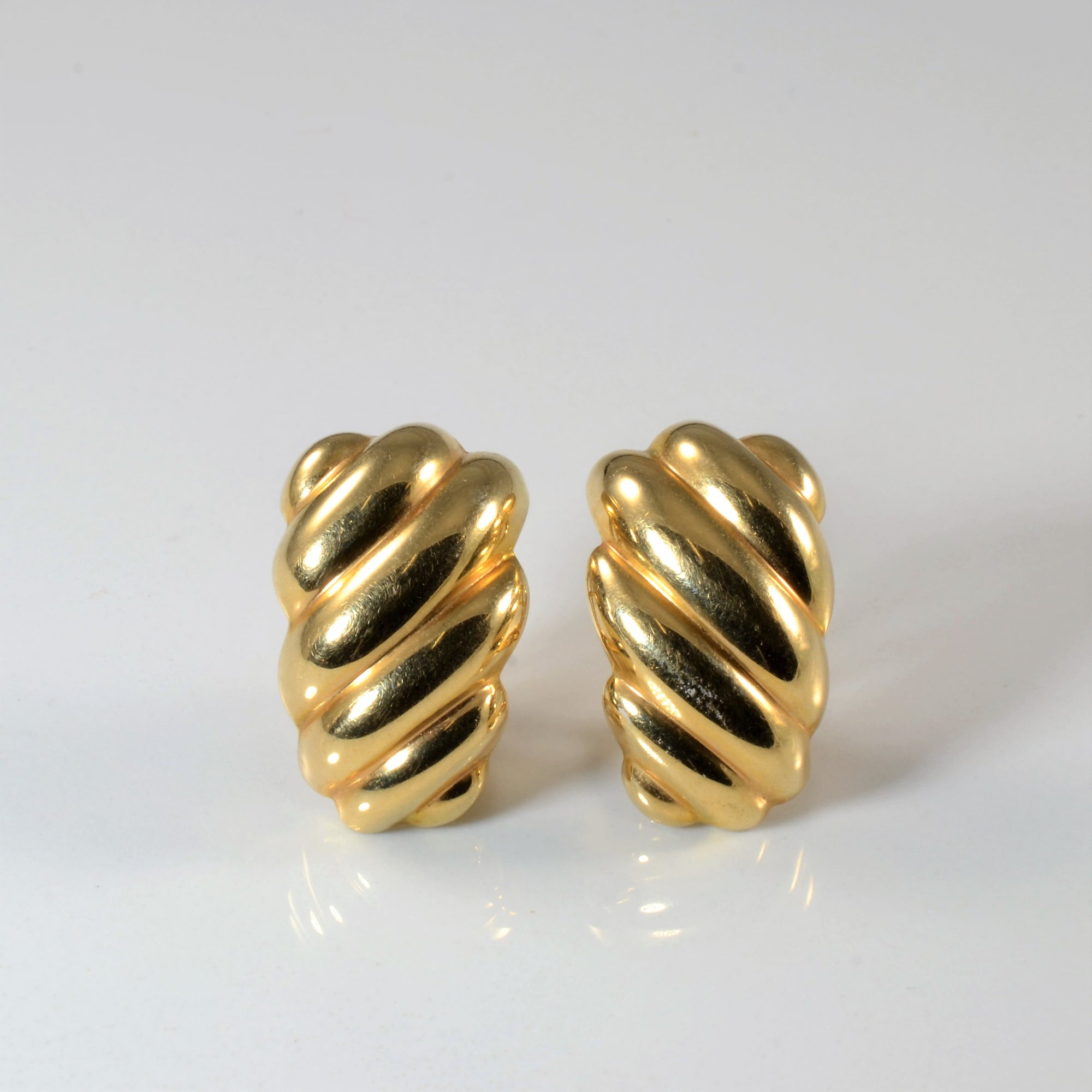 Textured Gold Clip Stud Earrings |