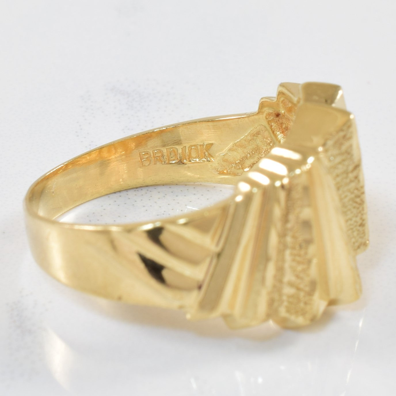 Yellow Gold Textured Geometric Ring | SZ 6.25 |