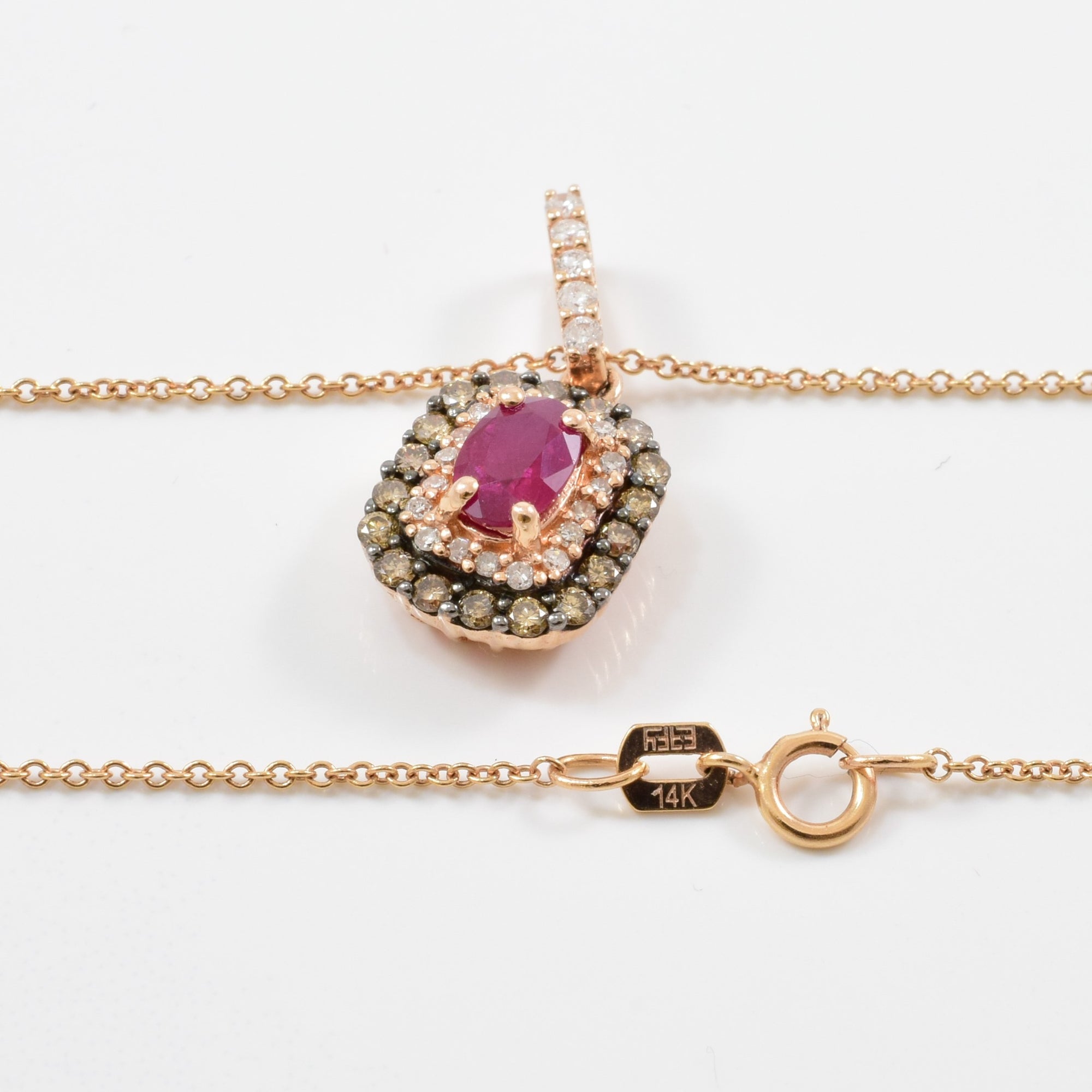 'Effy' Ruby & Champagne Diamond Necklace | 0.25ctw, 0.45ct | 18