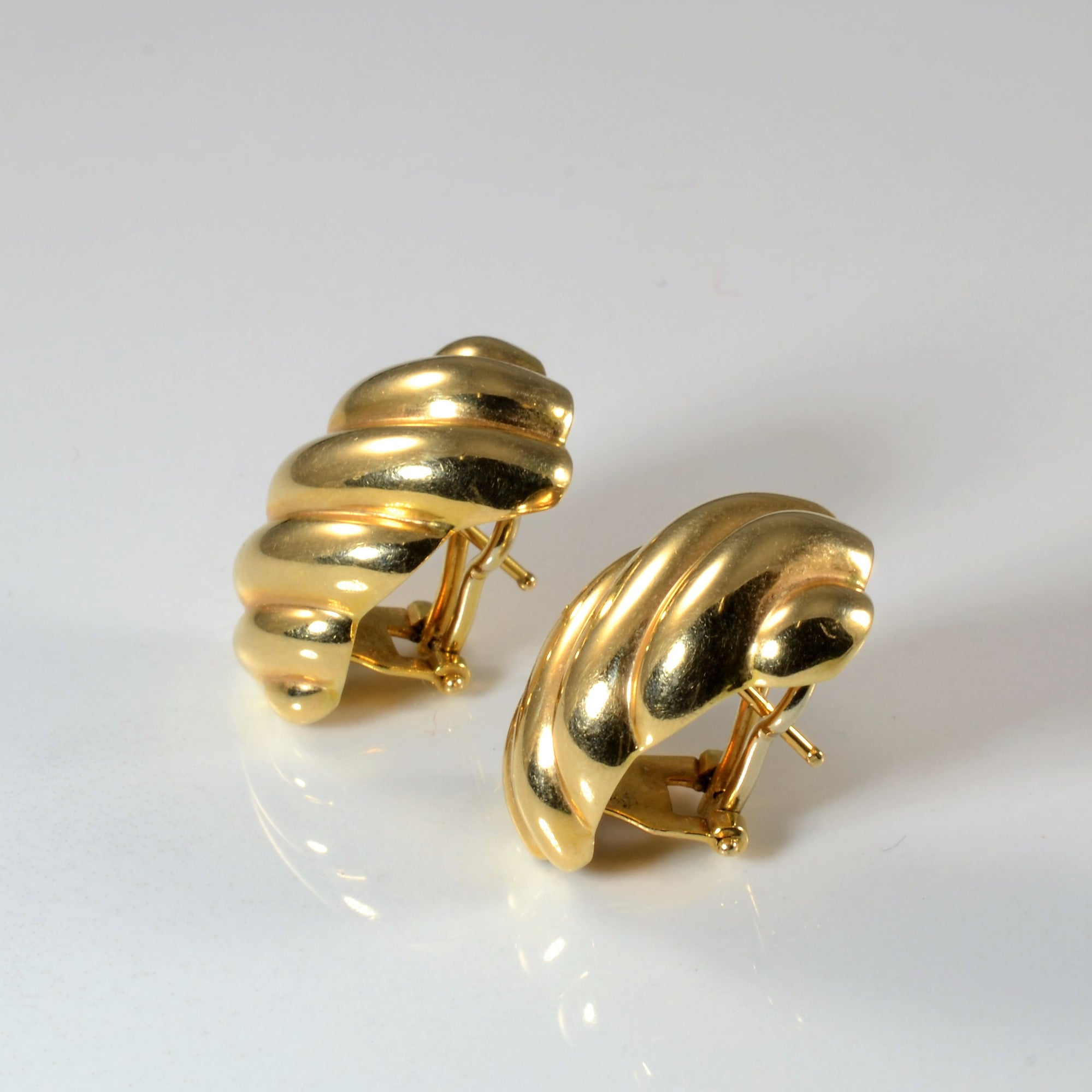 Textured Gold Clip Stud Earrings |