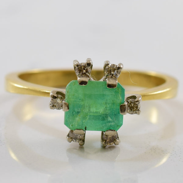 Unique Emerald & Diamond Ring | 0.12ctw, 1.10ct | SZ 9.5 |