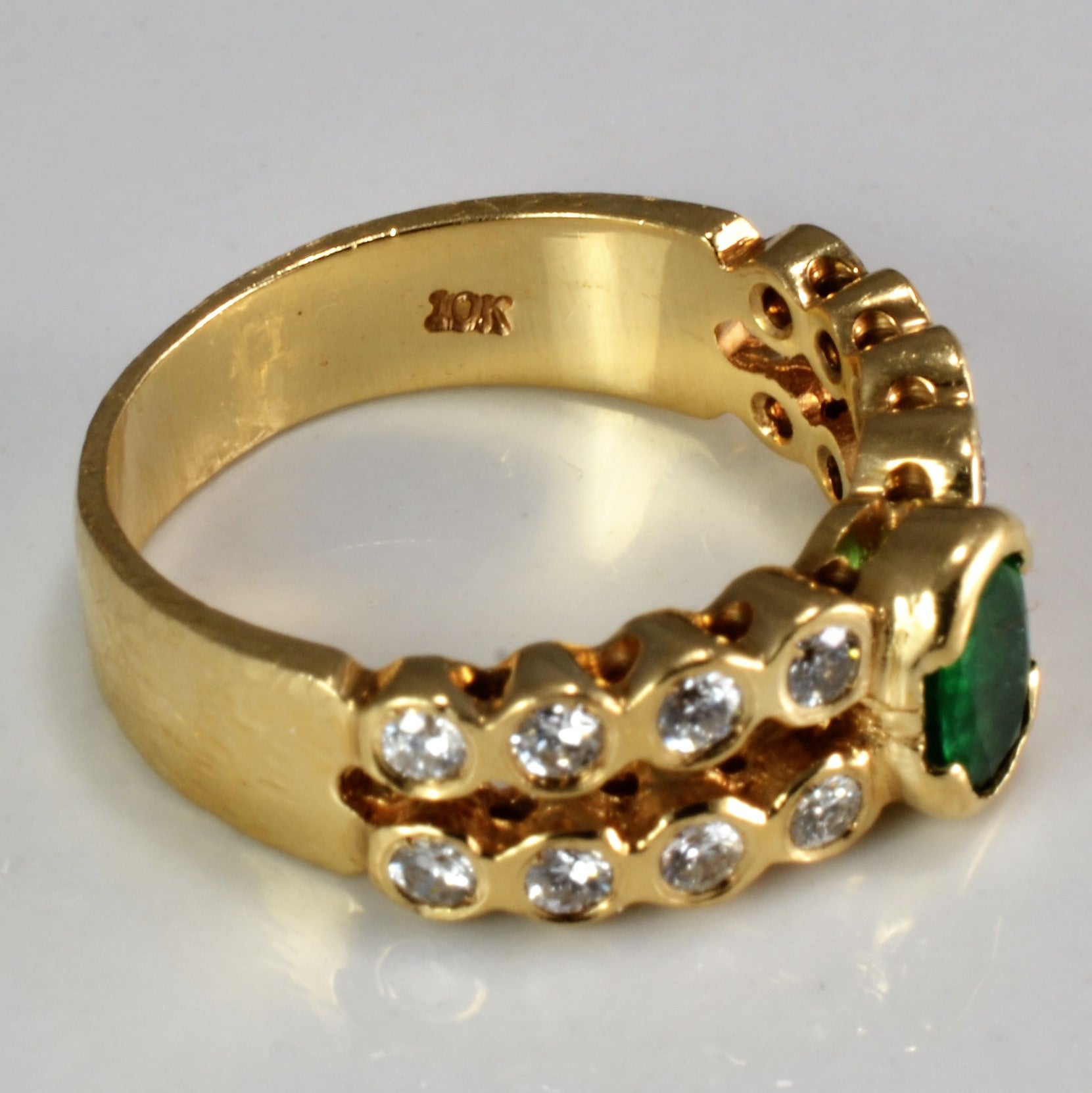 Bezel Set Diamond & Emerald Ring | 0.48 ctw, SZ 6.25 |