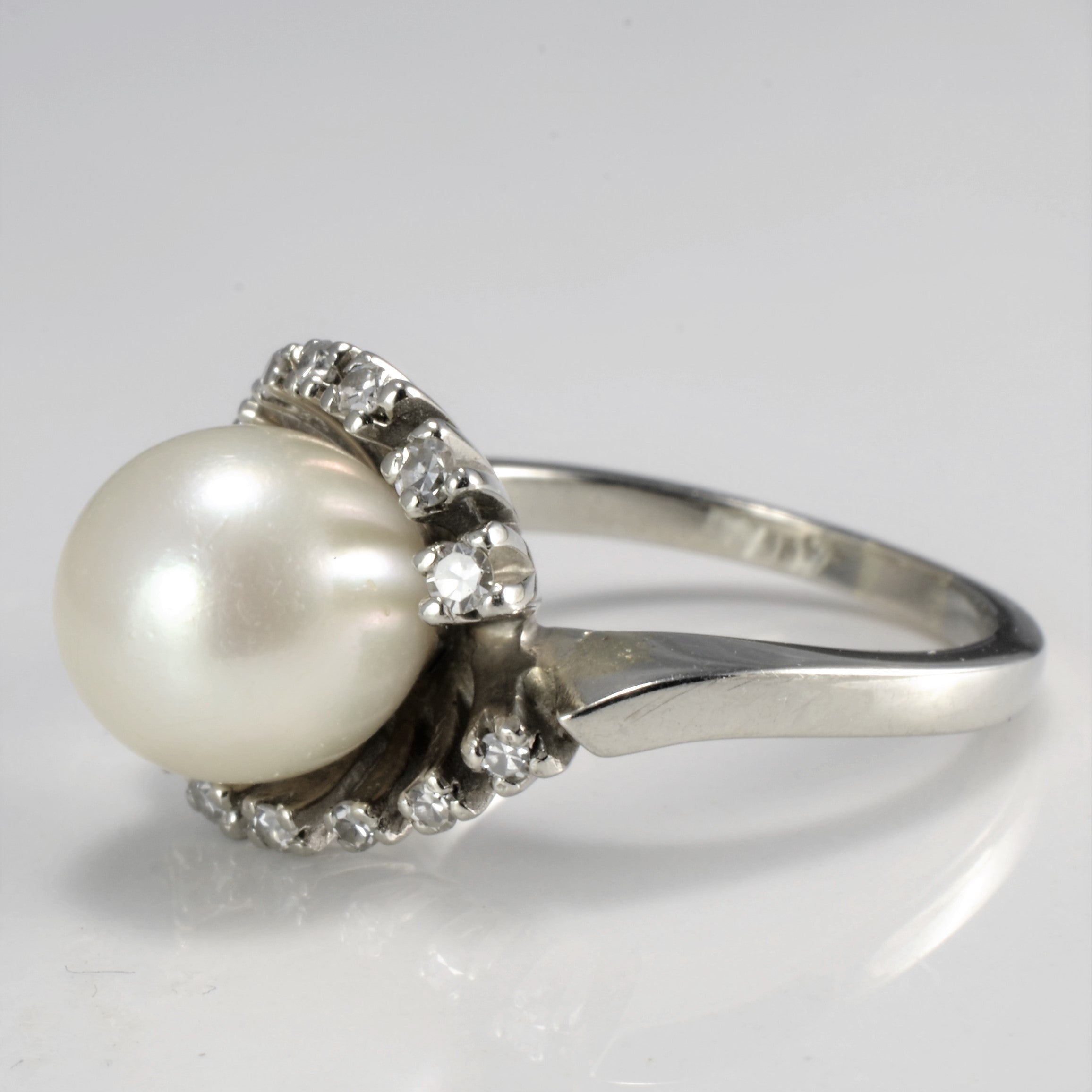 Bypass Multi Prong Diamond & Pearl Ring | 0.10 ctw, SZ 5.5 |