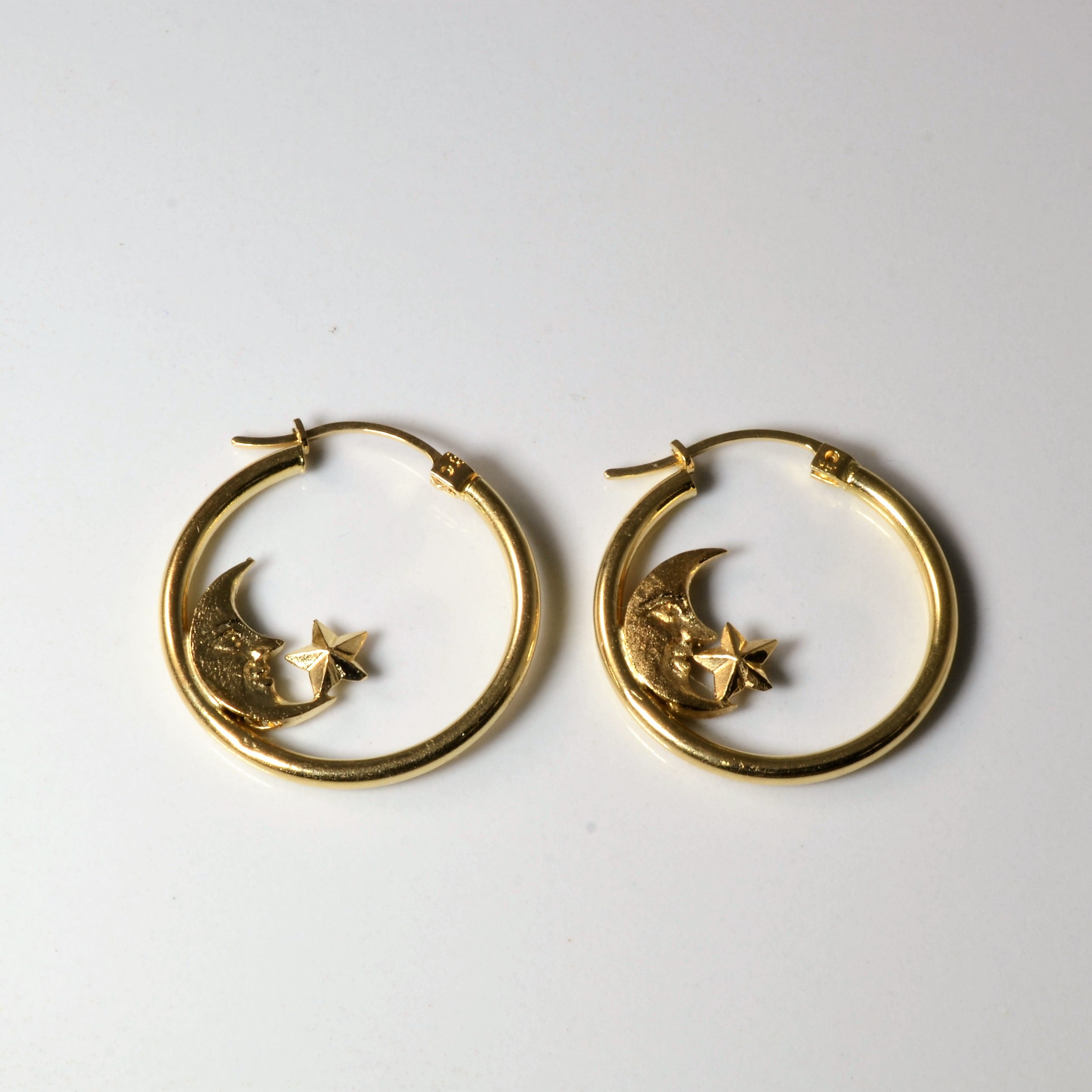 Moon & Star Gold Hoop Earrings |