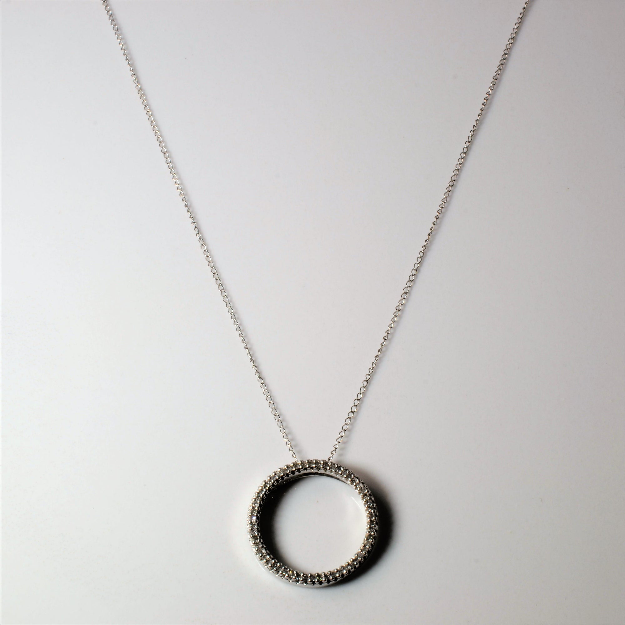 Fine Chain Diamond Circle Necklace | 0.11ctw |