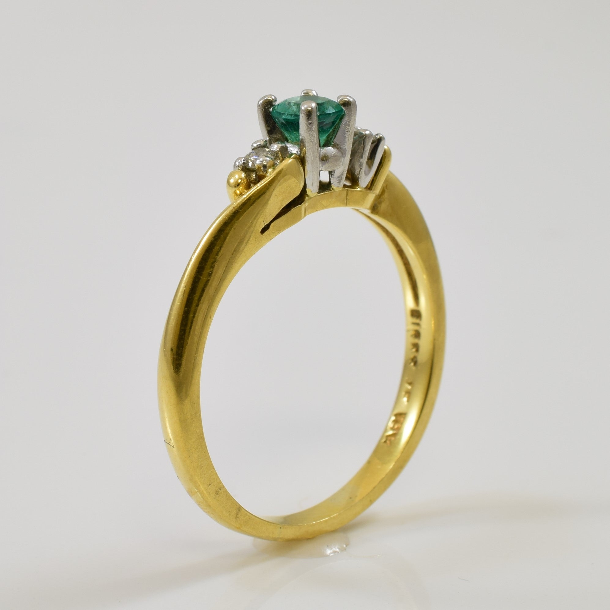 'Birks' Diamond & Emerald Bypass Ring | 0.05ctw, 0.24ct | SZ 8 |