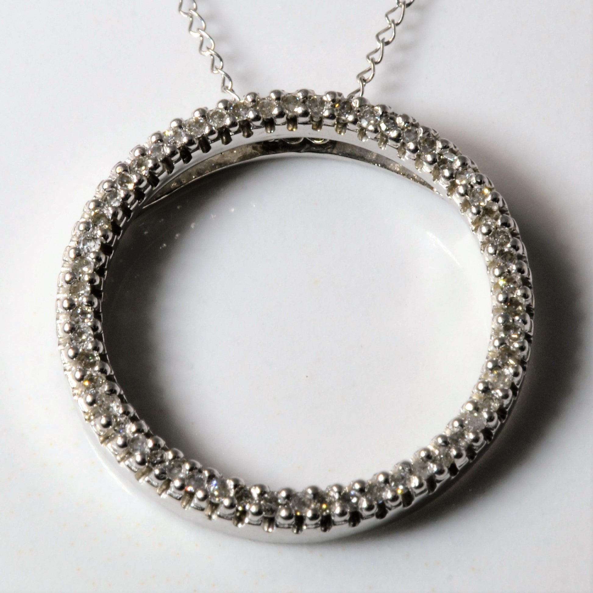 Fine Chain Diamond Circle Necklace | 0.11ctw |