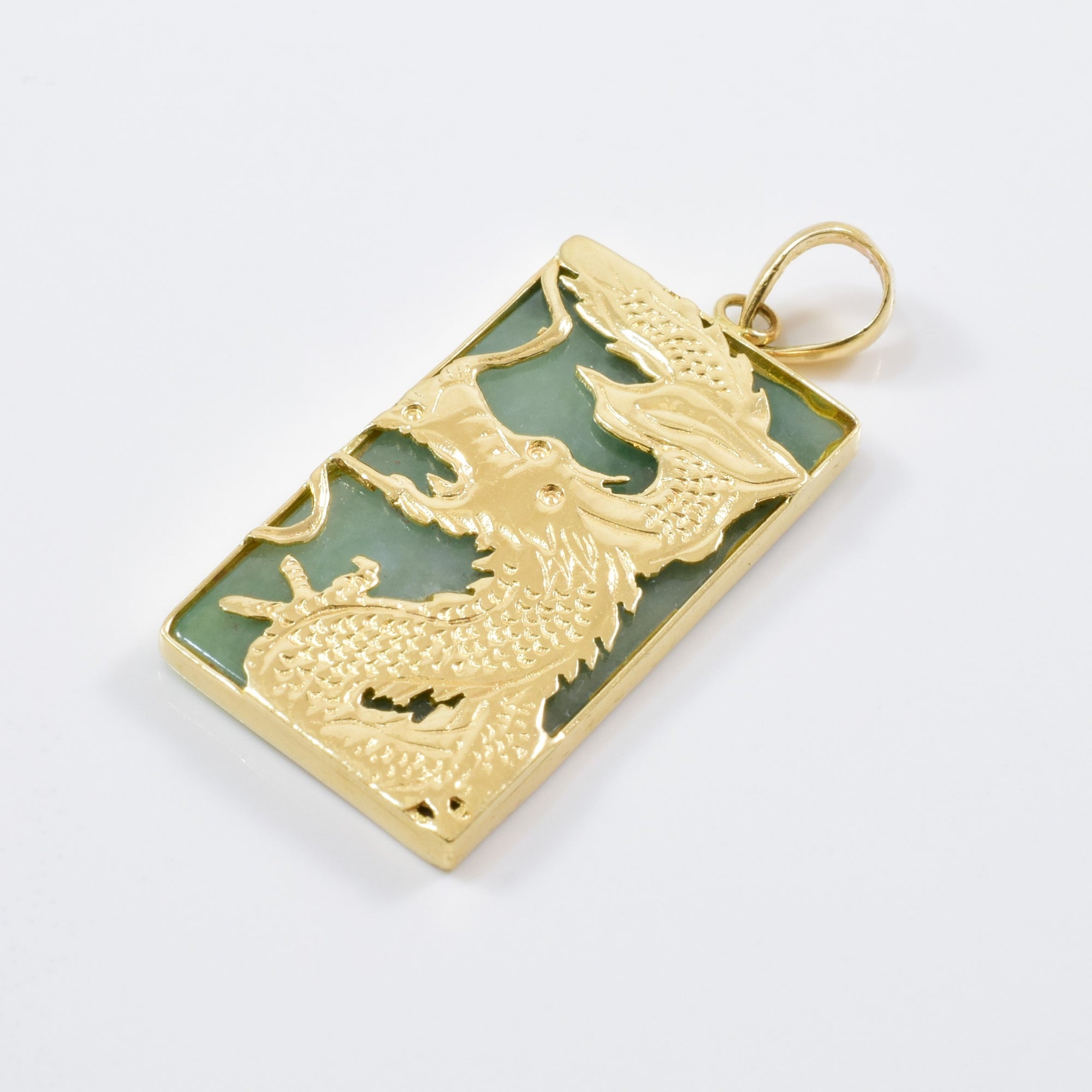 Gold Dragon & Jade Pendant