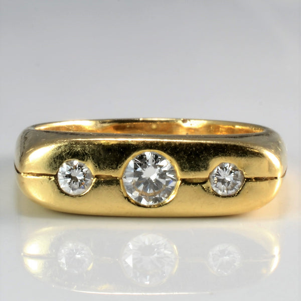 Gypsy Set Three Stone Diamond Men's Wedding Ring | 0.45 ct, SZ 8.75 |