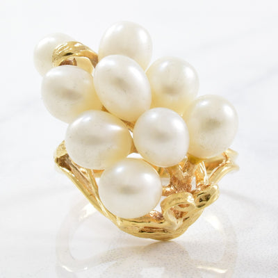 Pearl Cluster Cocktail Ring | 11.00ctw | SZ 6.5 |