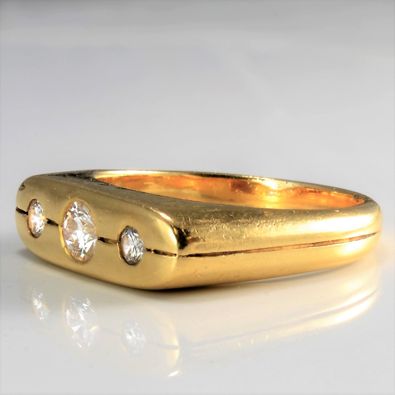 Gypsy Set Three Stone Diamond Men's Wedding Ring | 0.45 ct, SZ 8.75 |