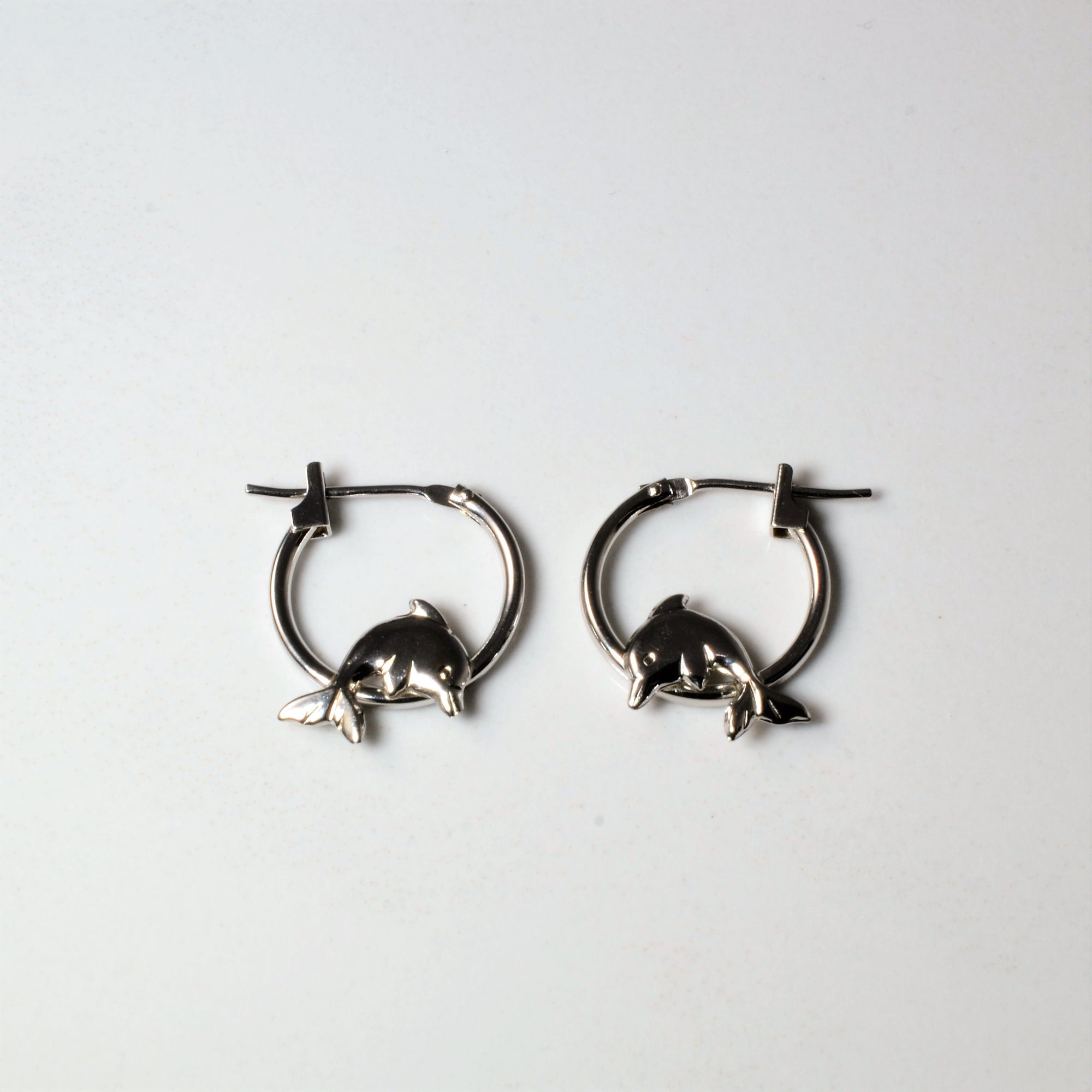 White Gold Dolphin Earrings |