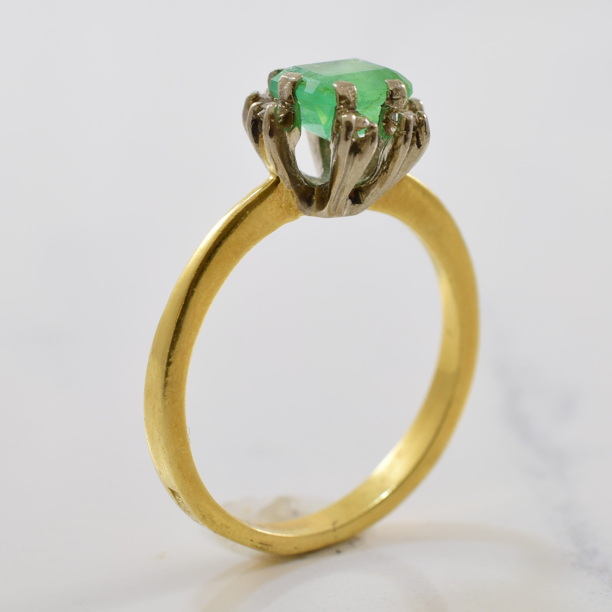 Unique Emerald & Diamond Ring | 0.12ctw, 1.10ct | SZ 9.5 |
