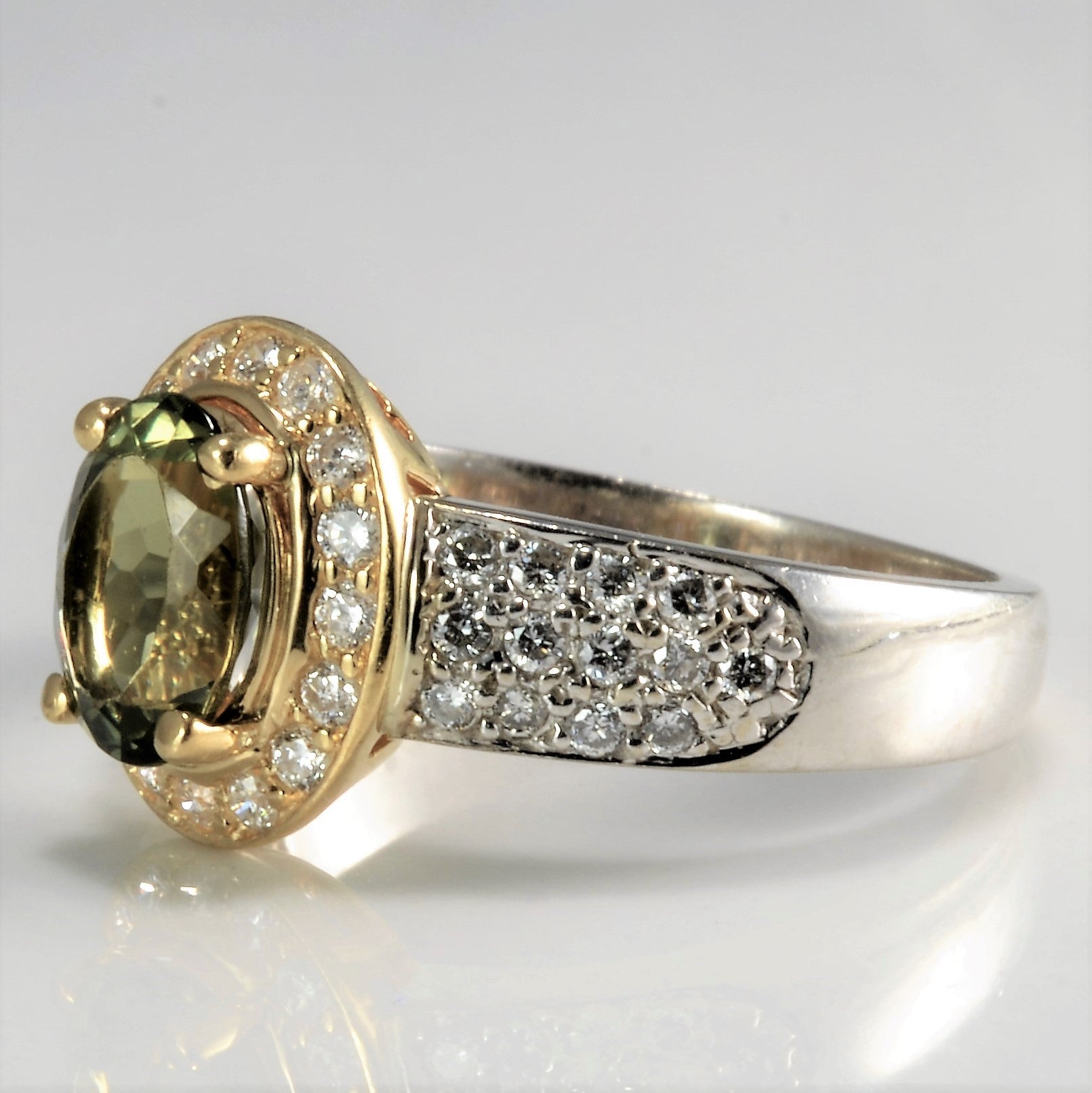 Halo Style Tourmaline & Diamond Engagement Ring | 0.40 ctw, SZ 6.75 |