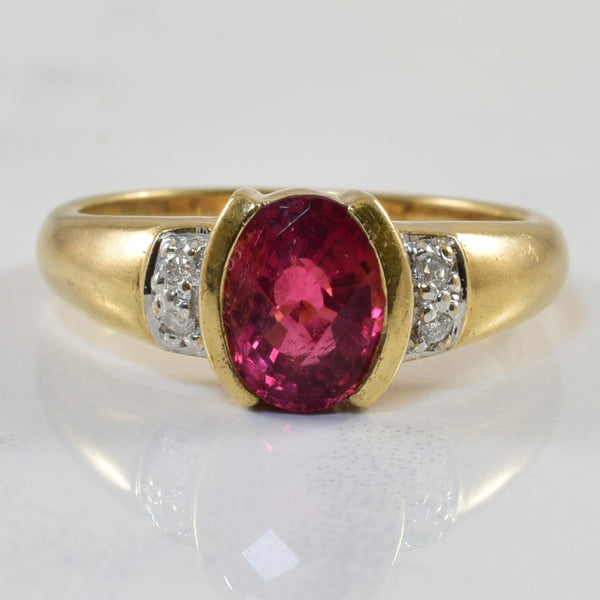 Semi Bezel Pink Tourmaline & Diamond Ring | 1.30ct, 0.04ctw | SZ 7 |