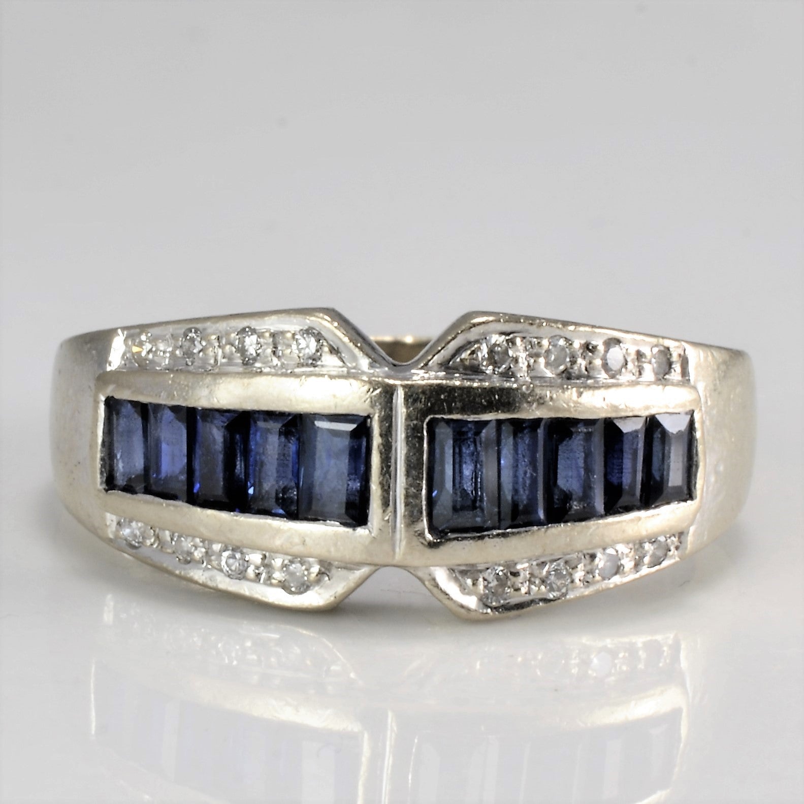 Baguette Sapphire & Diamond Ring | 0.04 ctw, SZ 6.75 |