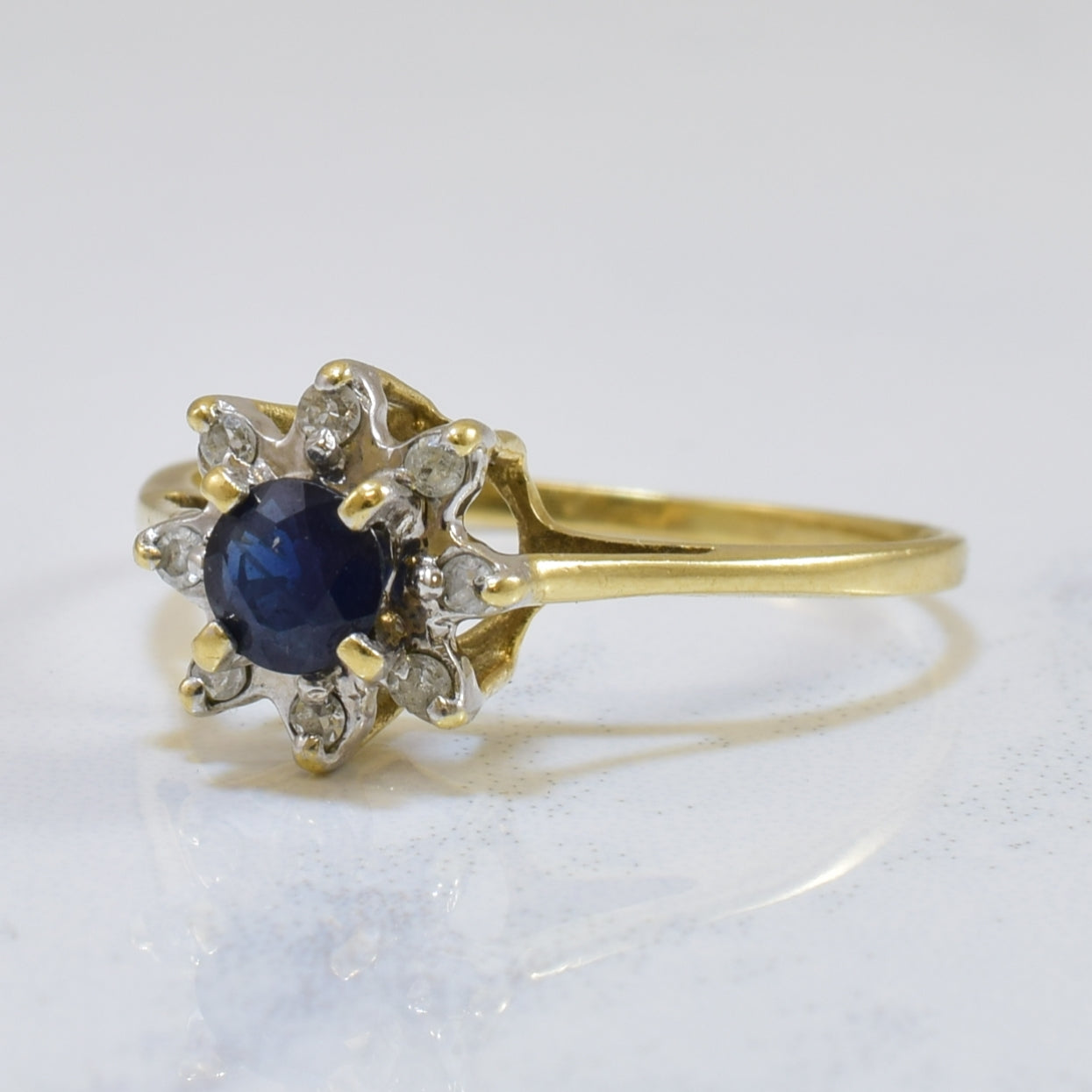 Blue Sapphire & Diamond Ring | 0.35ct, 0.05ctw | SZ 6 |