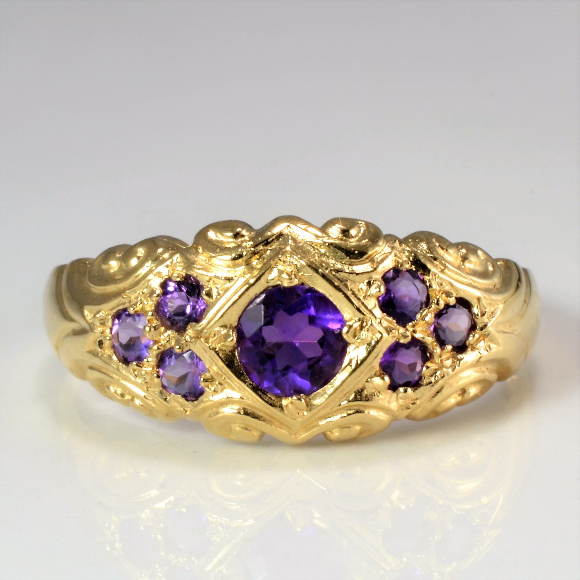 Gypsy Set Amethyst Vintage Ring | SZ 8.5 |