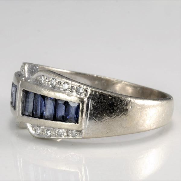 Baguette Sapphire & Diamond Ring | 0.04 ctw, SZ 6.75 |