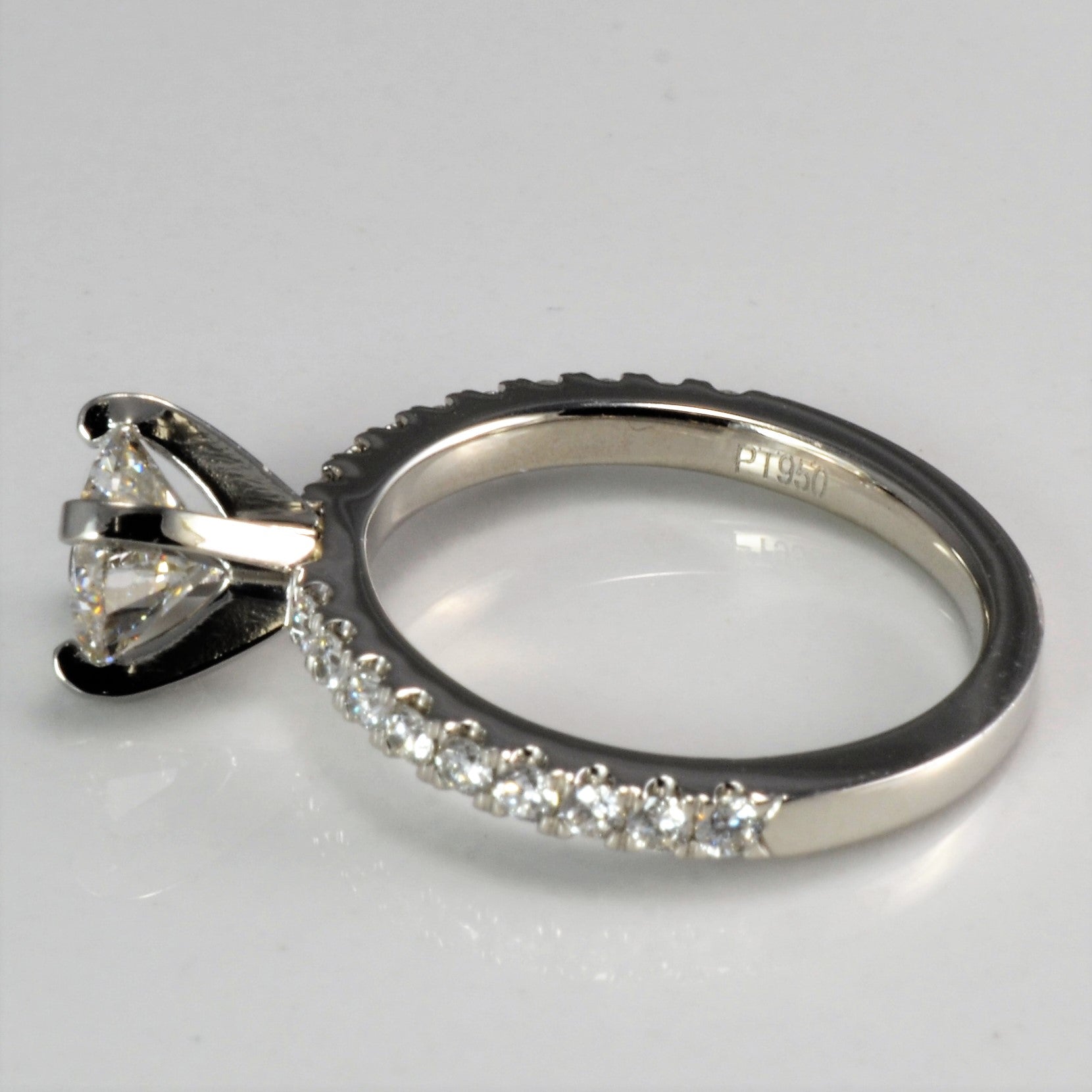 Solitaire with Pave Accents Diamond Engagement Ring | 0.94 ctw, SZ 3.5 |