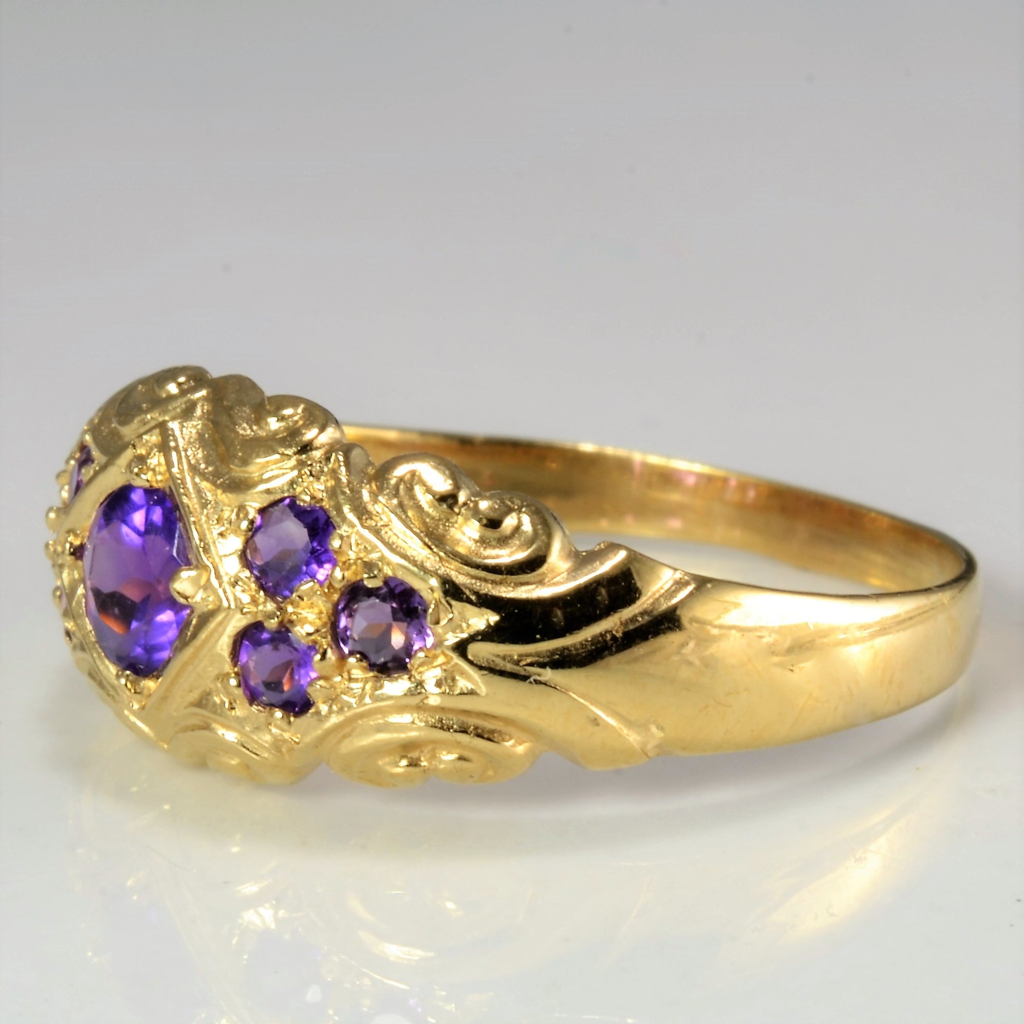 Gypsy Set Amethyst Vintage Ring | SZ 8.5 |