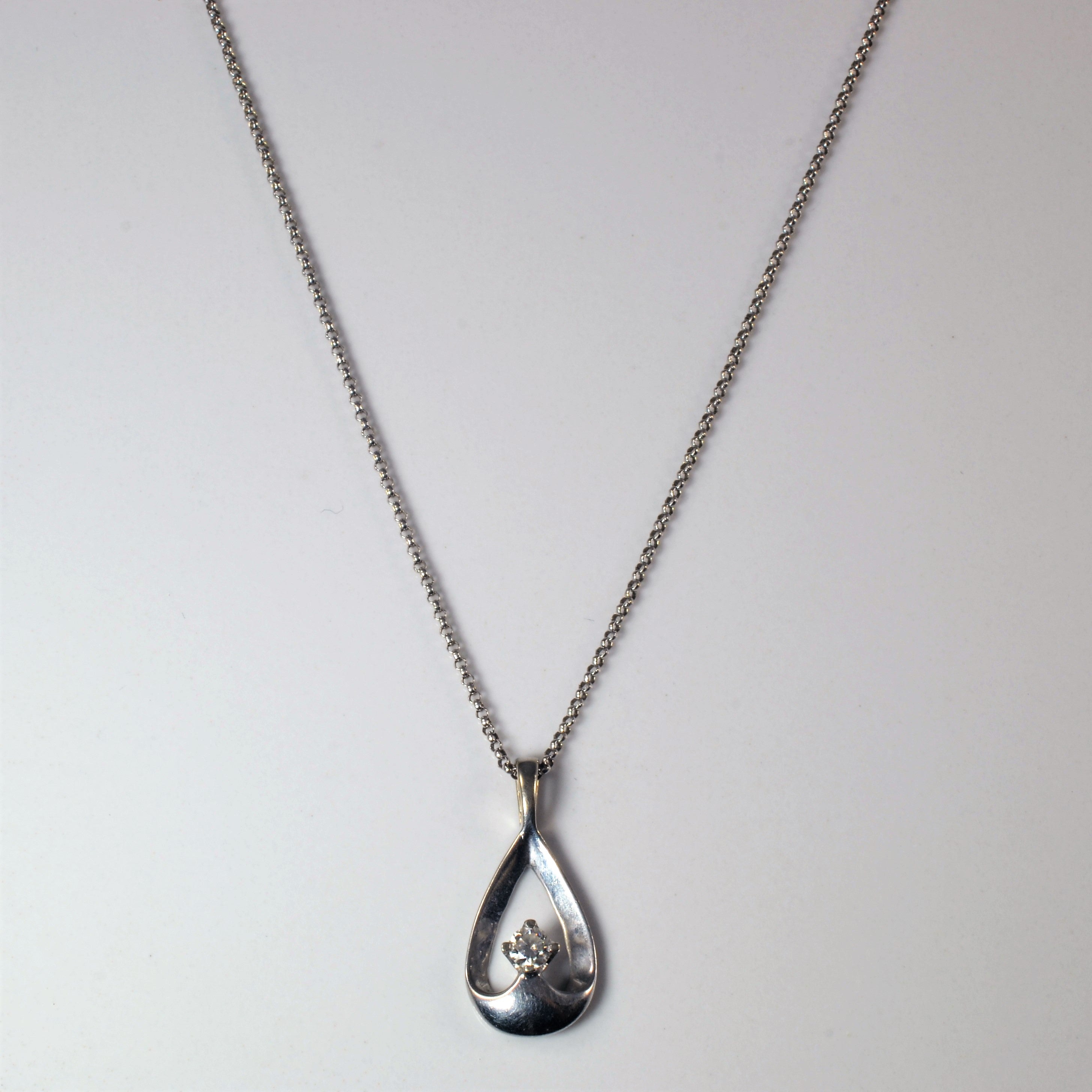 Diamond Tear Drop Necklace | 0.12ct | 16" |