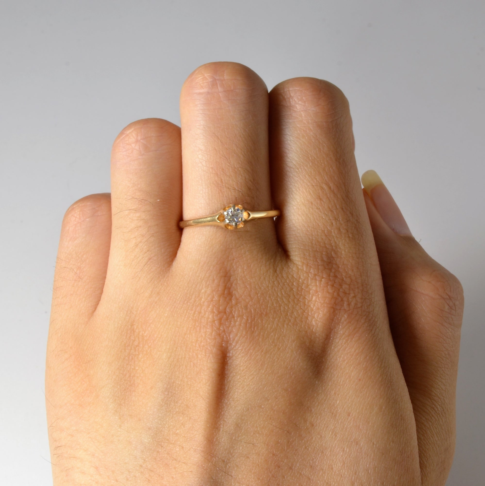 Belcher Set Solitaire Diamond Ring | 0.17ct | SZ 9 |