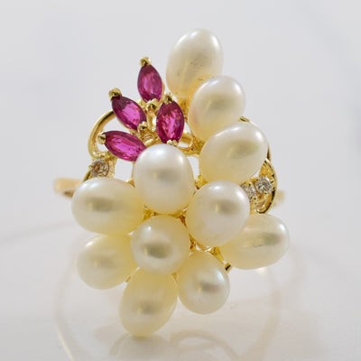 Vibrant Pearl Cocktail Ring | 0.03ctw, 0.28ctw, 7.50ctw | SZ 7.5 |