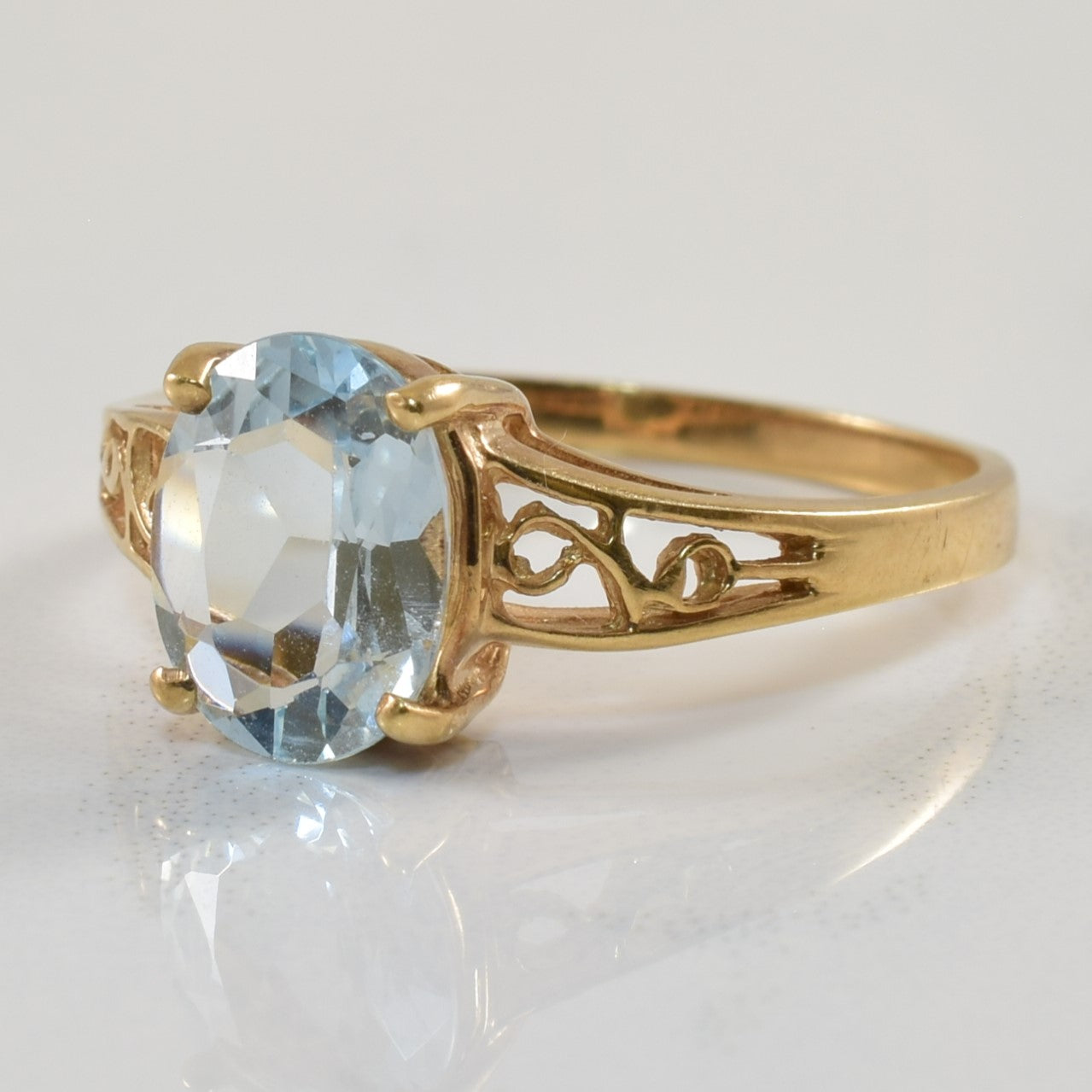 Oval Cut Aquamarine Filigree Ring | 1.54ct | SZ 8 |