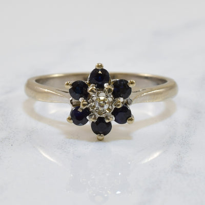 Blue Sapphire & Diamond Floral Cluster Ring | 0.42ctw, 0.02ct | SZ 6.5 |