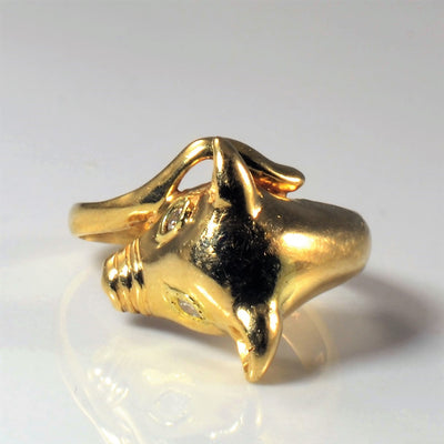 Diamond Eye Piglet Bypass Ring | 0.02ctw | SZ 4.5 |