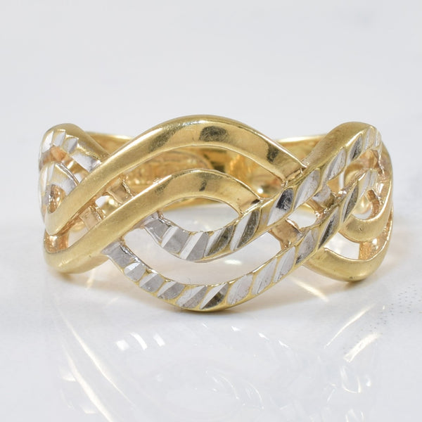 Two Tone Open Work Cross Over Ring | SZ 6.25 |