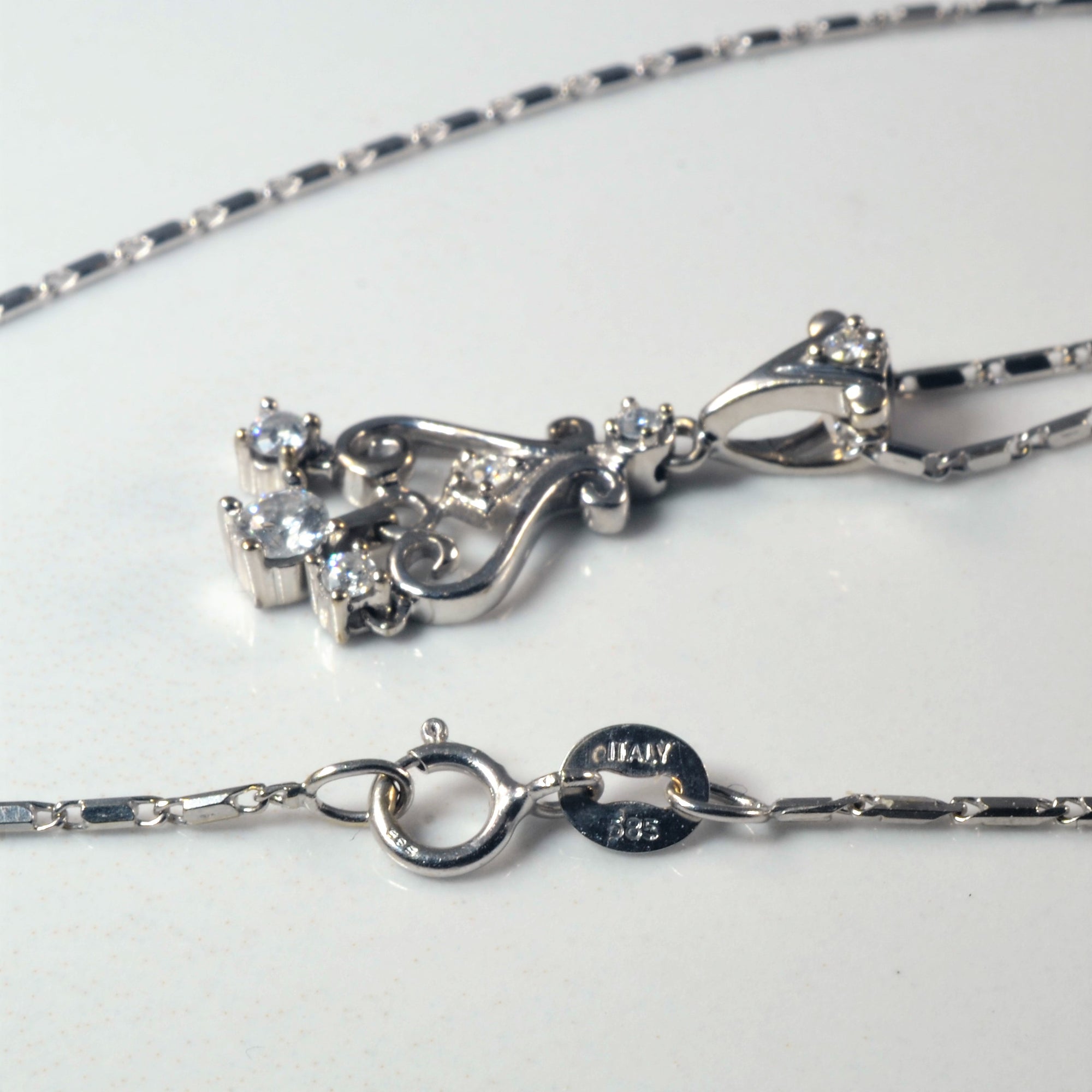 Art Deco Inspired Diamond Filigree Necklace | 0.24ctw | 16