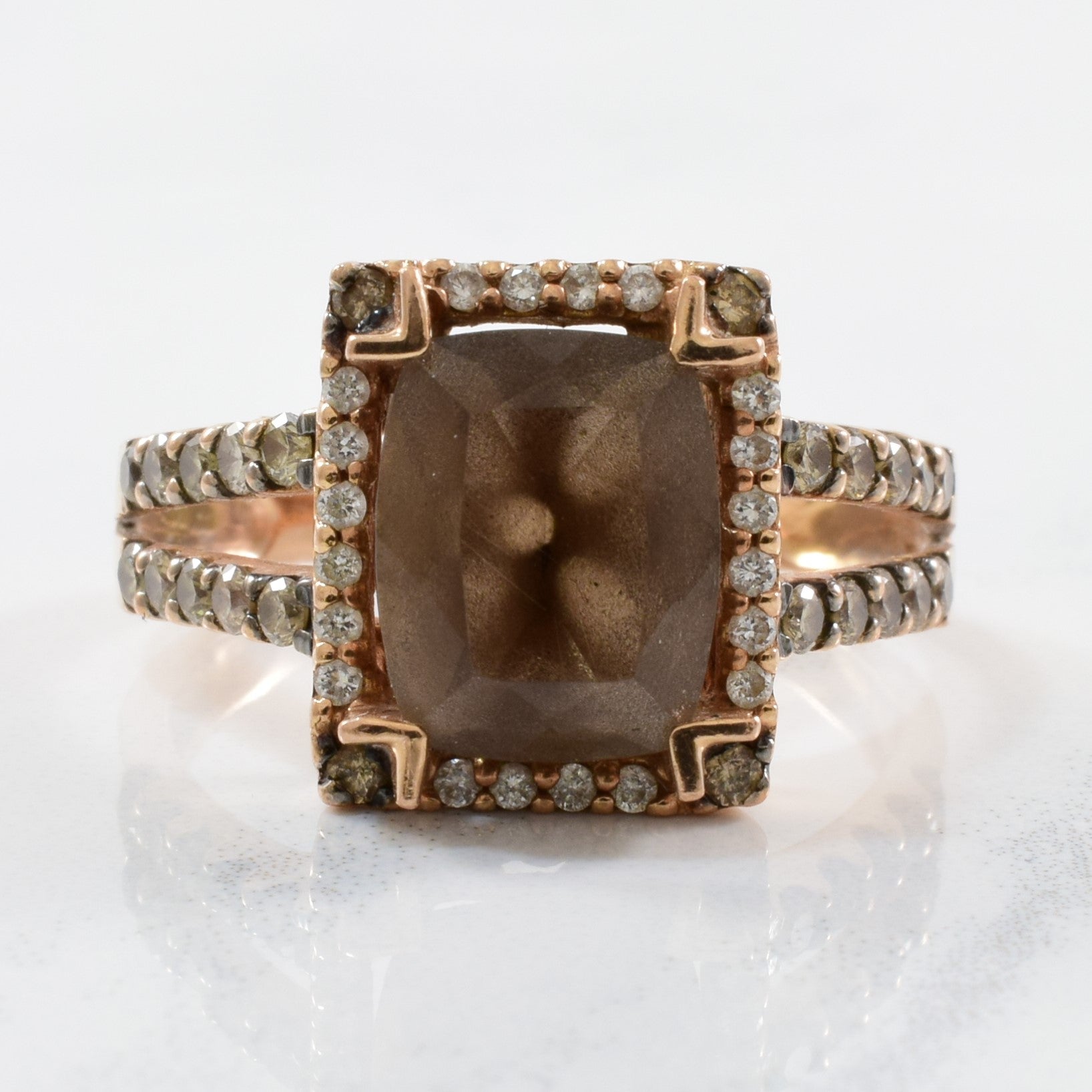 Le Vian' Smoky Quartz & Champagne Diamond Halo Ring | 0.50ctw, 2.50ct | SZ 8.5 |