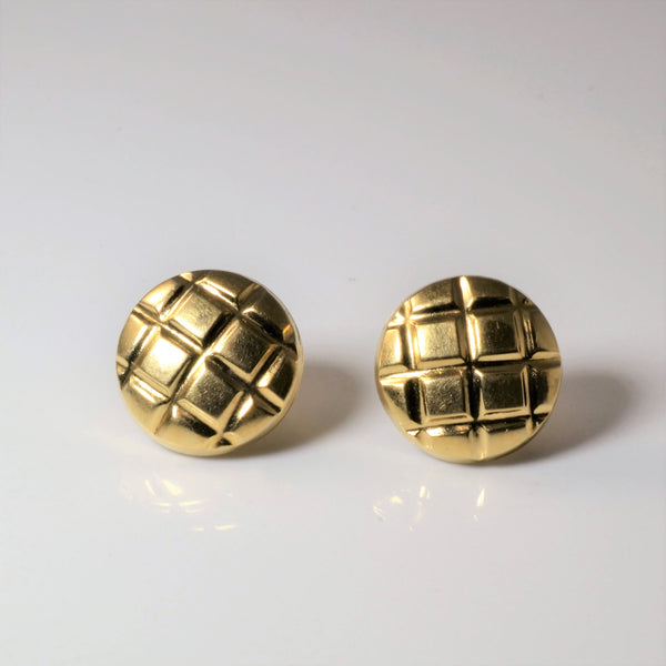 Quilted Gold Dome Stud Earrings |