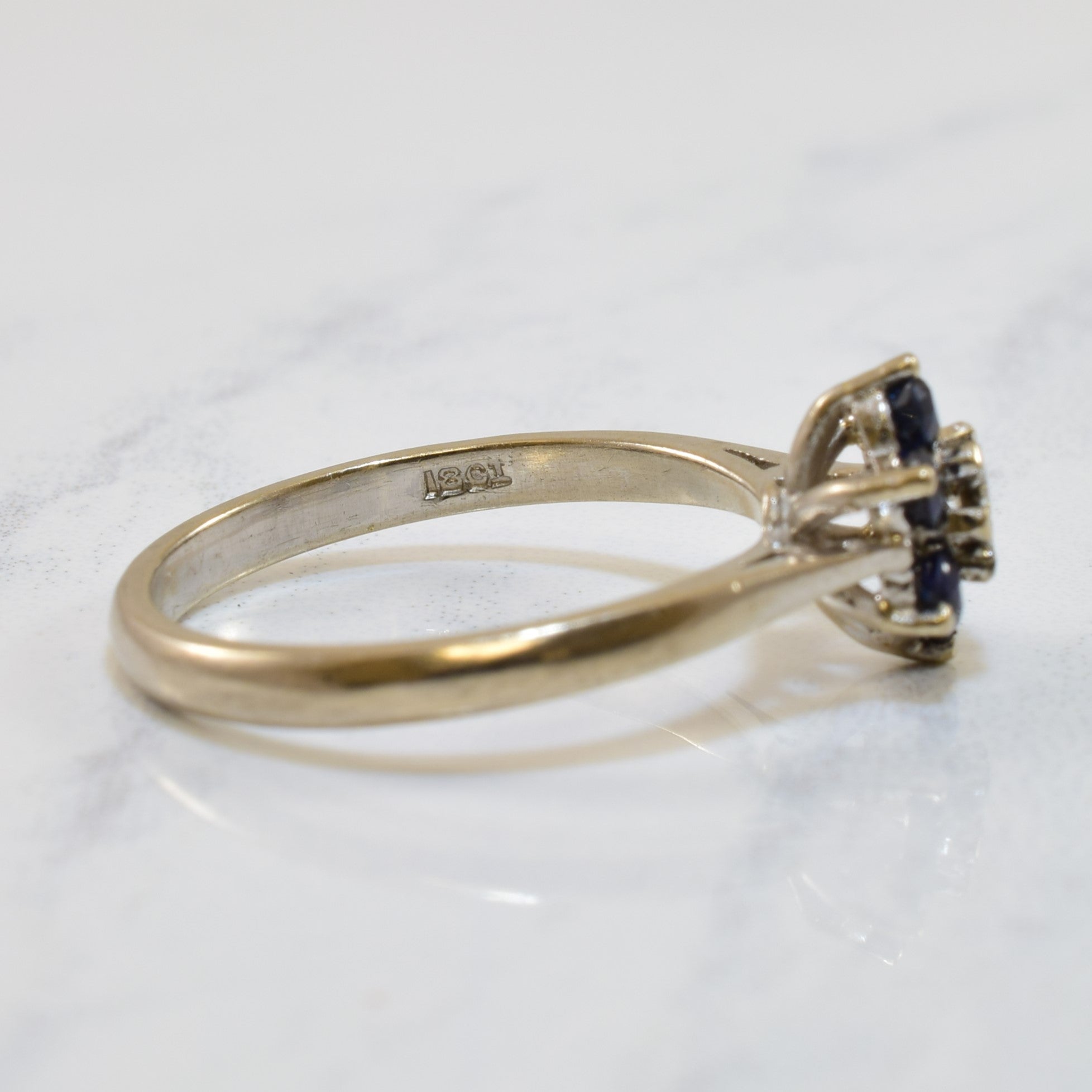 Blue Sapphire & Diamond Floral Cluster Ring | 0.42ctw, 0.02ct | SZ 6.5 |