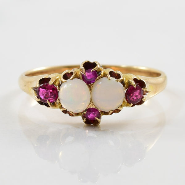 Victorian Opal & Ruby Ring | 0.36ctw, 0.18ct | SZ 6.75 |