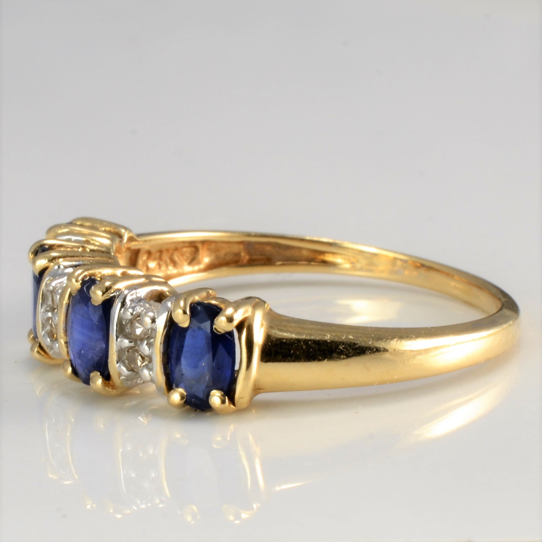 Four Stone Sapphire & Diamond Ring | 0.06 ctw, SZ 7.75 |